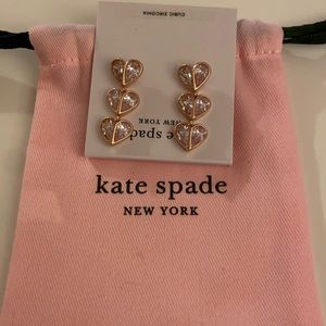 kate spade rock solid stone heart linear earrings